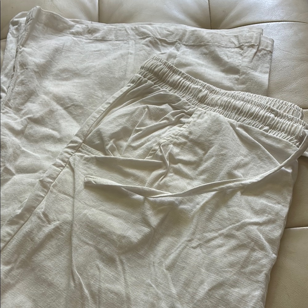 NWOT Wide Leg linen Pants with Elastic Waist and Relaxed Fit